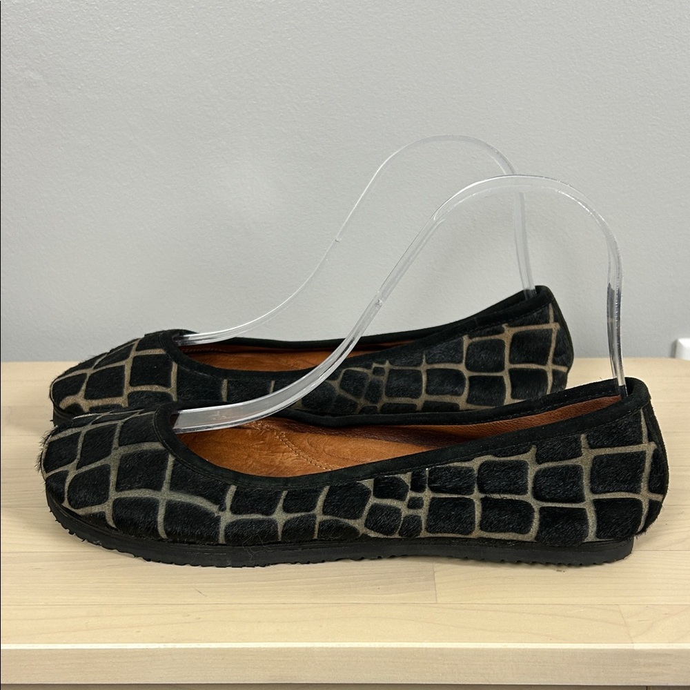 gentle souls Black and Gray Croc-Print Flats